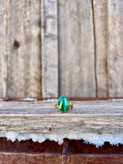 Malachite & Gold Alchemia Adjustable Ring