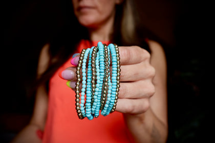 Faceted Turquoise Stretch Bracelet