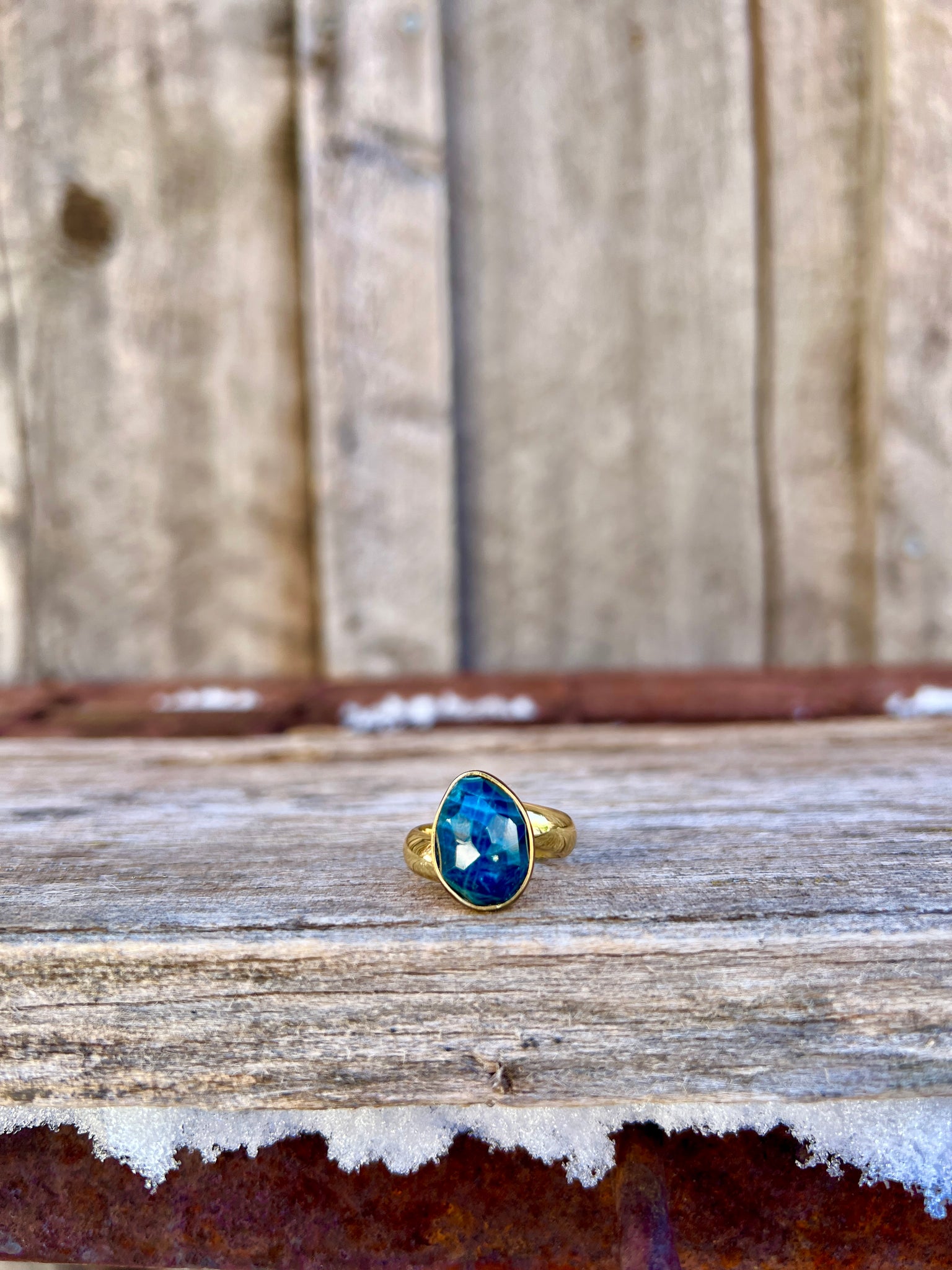 Kyanite & Gold Alchemia Adjustable Ring W13