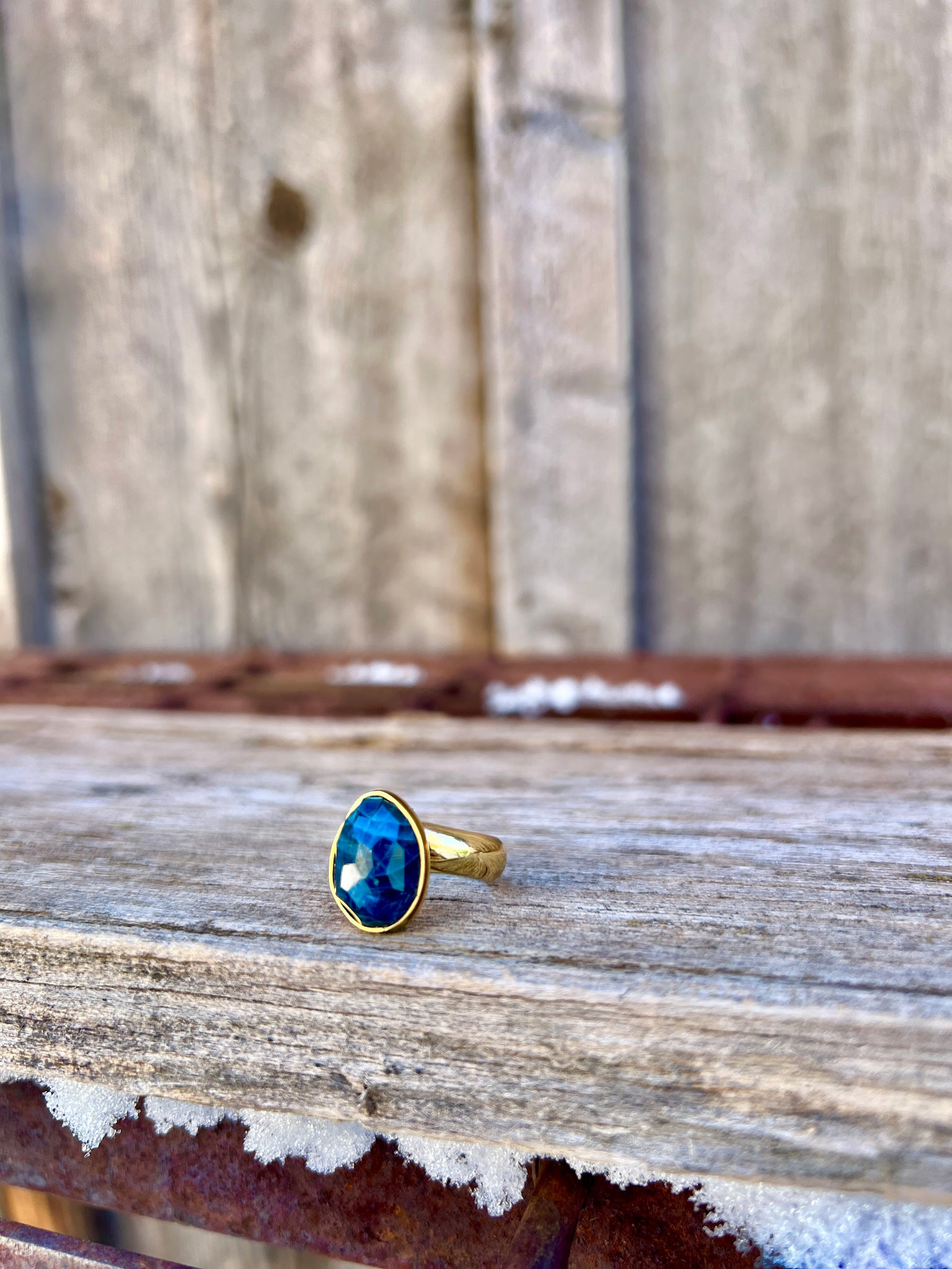 Kyanite & Gold Alchemia Adjustable Ring W13