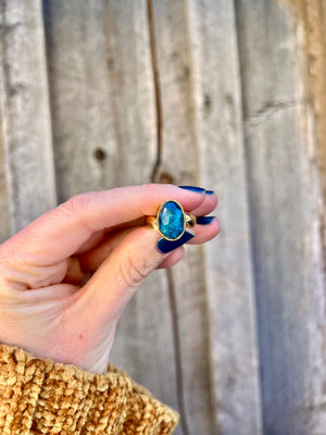 Kyanite & Gold Alchemia Adjustable Ring W15