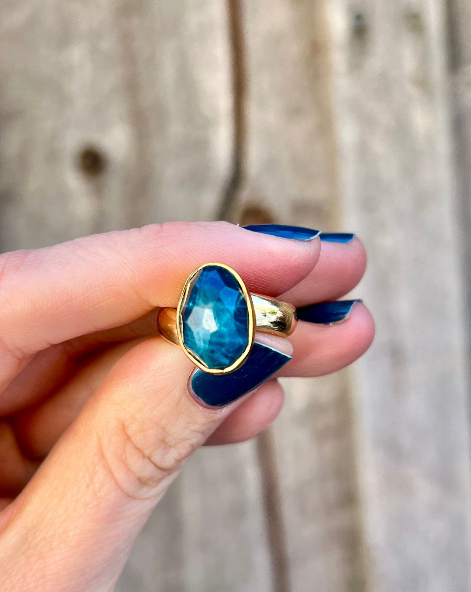 Kyanite & Gold Alchemia Adjustable Ring W15