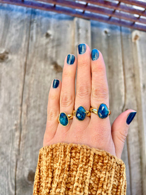 Kyanite & Gold Alchemia Adjustable Ring W14