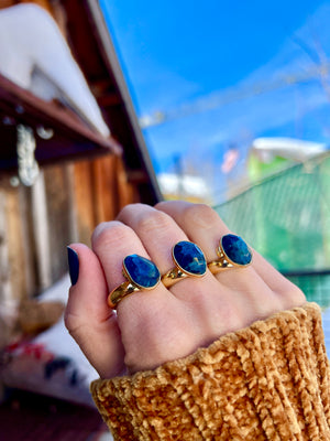 Kyanite & Gold Alchemia Adjustable Ring W13