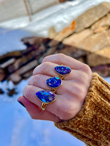 Purple Mojave Turquoise & Gold Alchemia Adjustable Ring