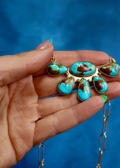 Electric Desert Royston Turquoise Bloom Necklace