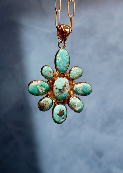 Electric Desert Turquoise Flower Necklace