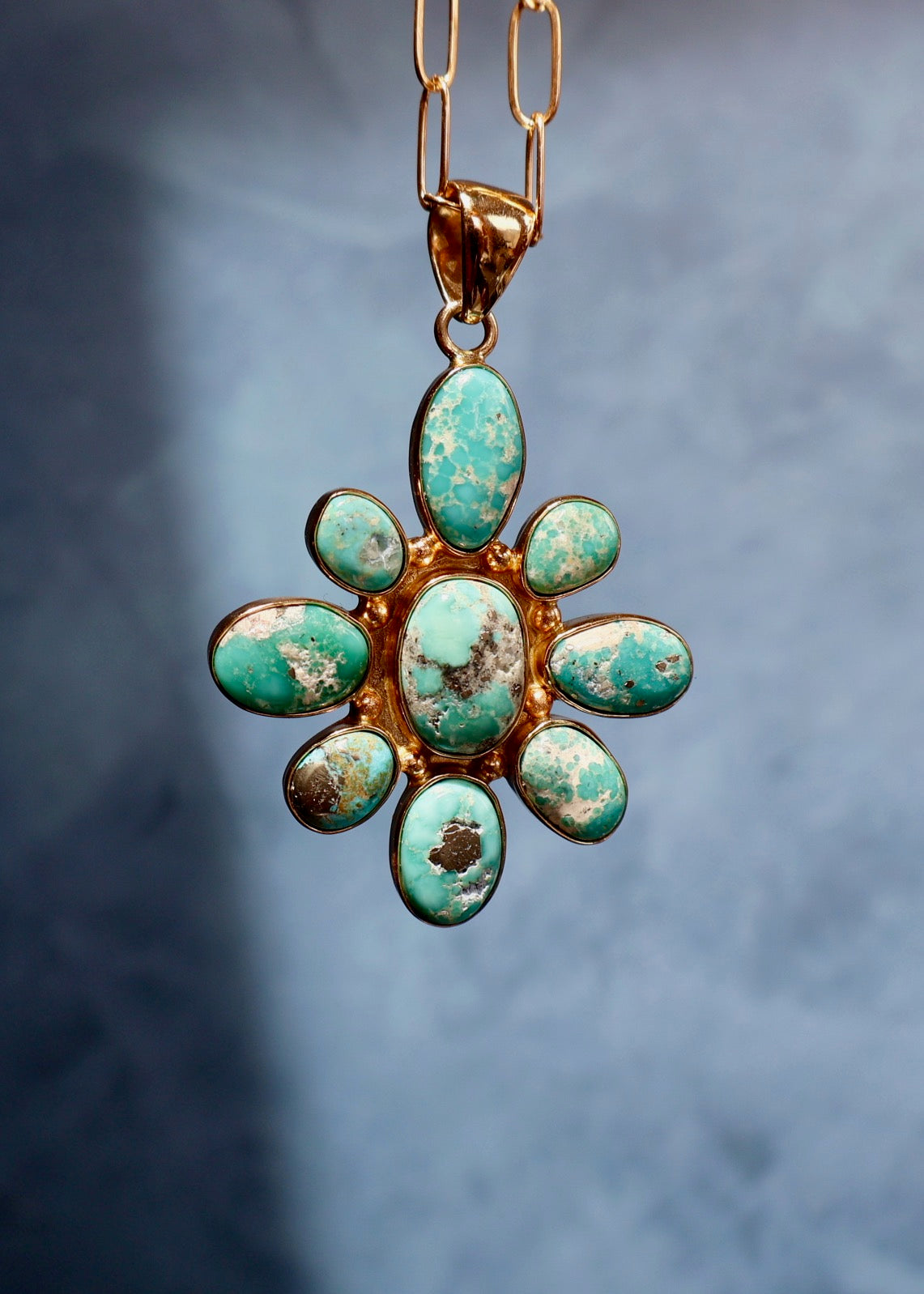 Electric Desert Turquoise Flower Necklace E80
