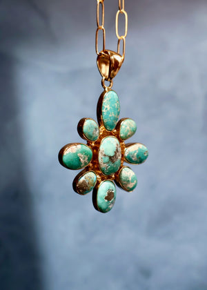 Electric Desert Turquoise Flower Necklace E80