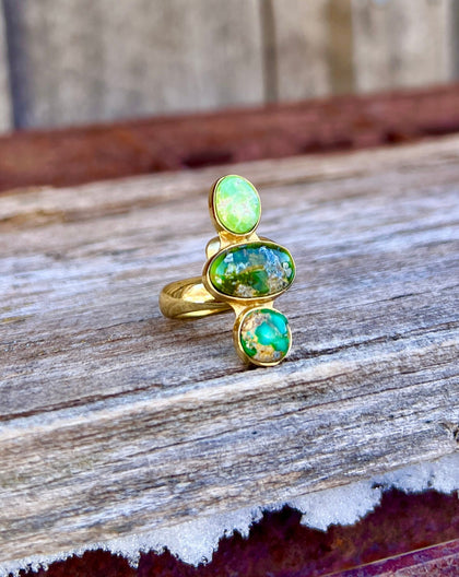 Sonoran Gold Turquoise & Gold Alchemia Adjustable Ring