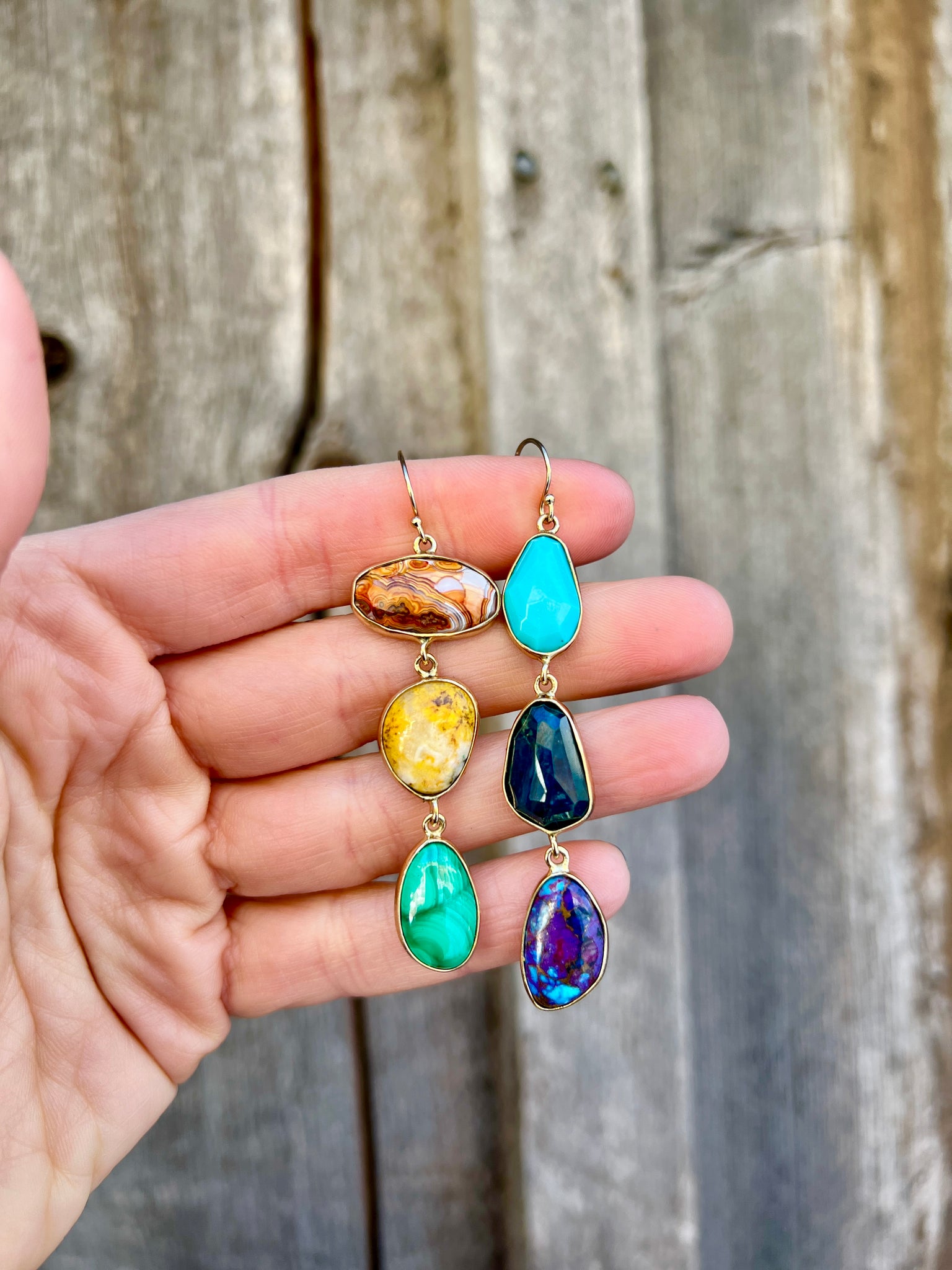 Winter Rainbows Multi Stone Earrings Gold Tone W31