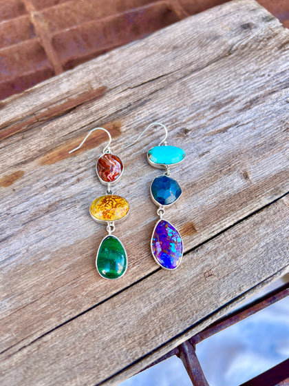 Winter Rainbows Multi Stone Earrings Sterling Silver