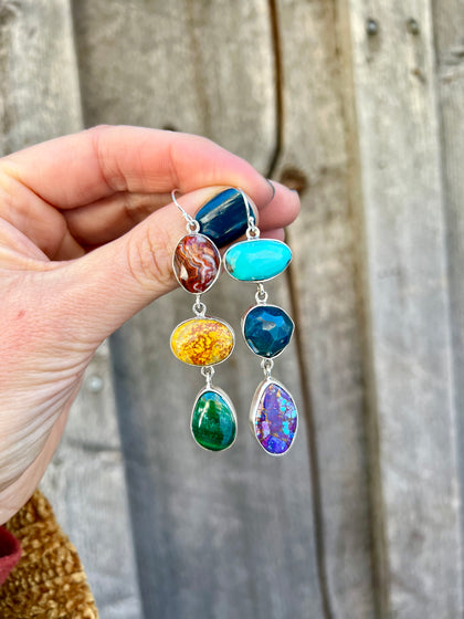 Winter Rainbows Multi Stone Earrings Sterling Silver