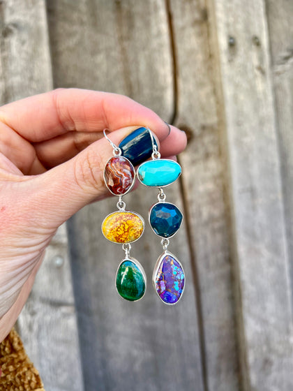 Winter Rainbows Multi Stone Earrings Sterling Silver