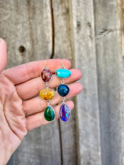 Winter Rainbows Multi Stone Earrings Sterling Silver