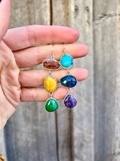 Winter Rainbows Multi Stone Earrings Sterling Silver