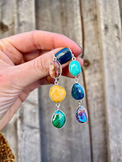 Winter Rainbows Multi Stone Earrings Sterling Silver
