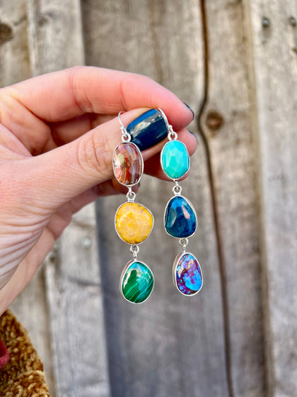 Winter Rainbows Multi Stone Earrings Sterling Silver