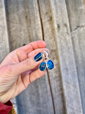 Kyanite & Sterling Silver Huggie Earrings W37