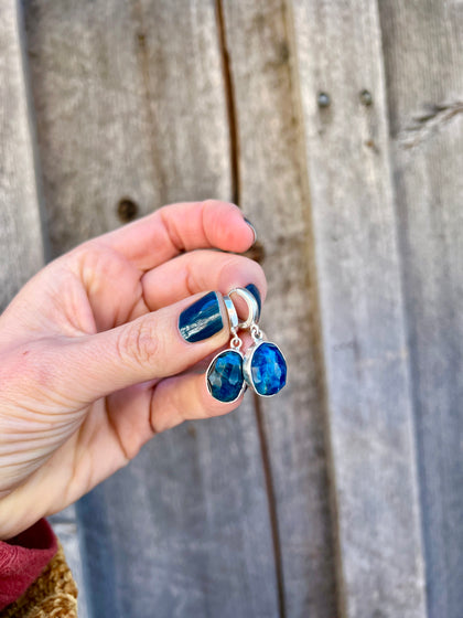 Kyanite & Sterling Silver Huggie Earrings