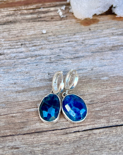 Kyanite & Sterling Silver Huggie Earrings