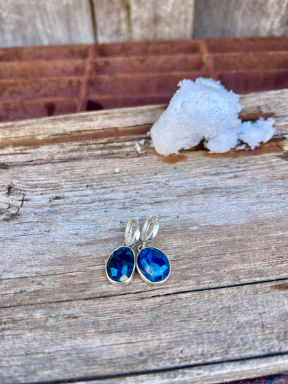 Kyanite & Sterling Silver Huggie Earrings