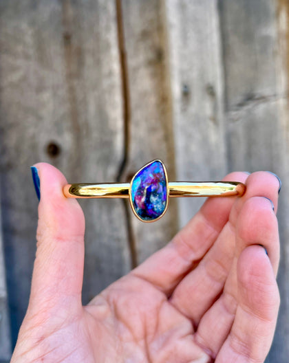 Purple Mojave Turquoise & Gold Alchemia Cuff Bracelet