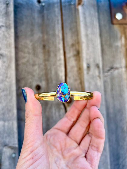 Purple Mojave Turquoise & Gold Alchemia Cuff Bracelet