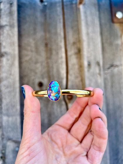 Purple Mojave Turquoise & Gold Alchemia Cuff Bracelet