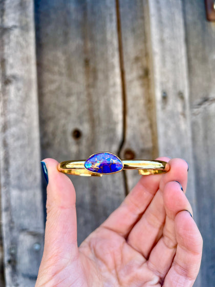 Purple Mojave Turquoise & Gold Alchemia Cuff Bracelet