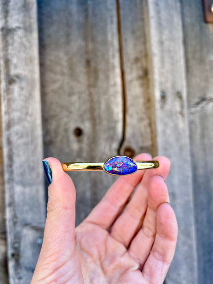 Purple Mojave Turquoise & Gold Alchemia Cuff Bracelet