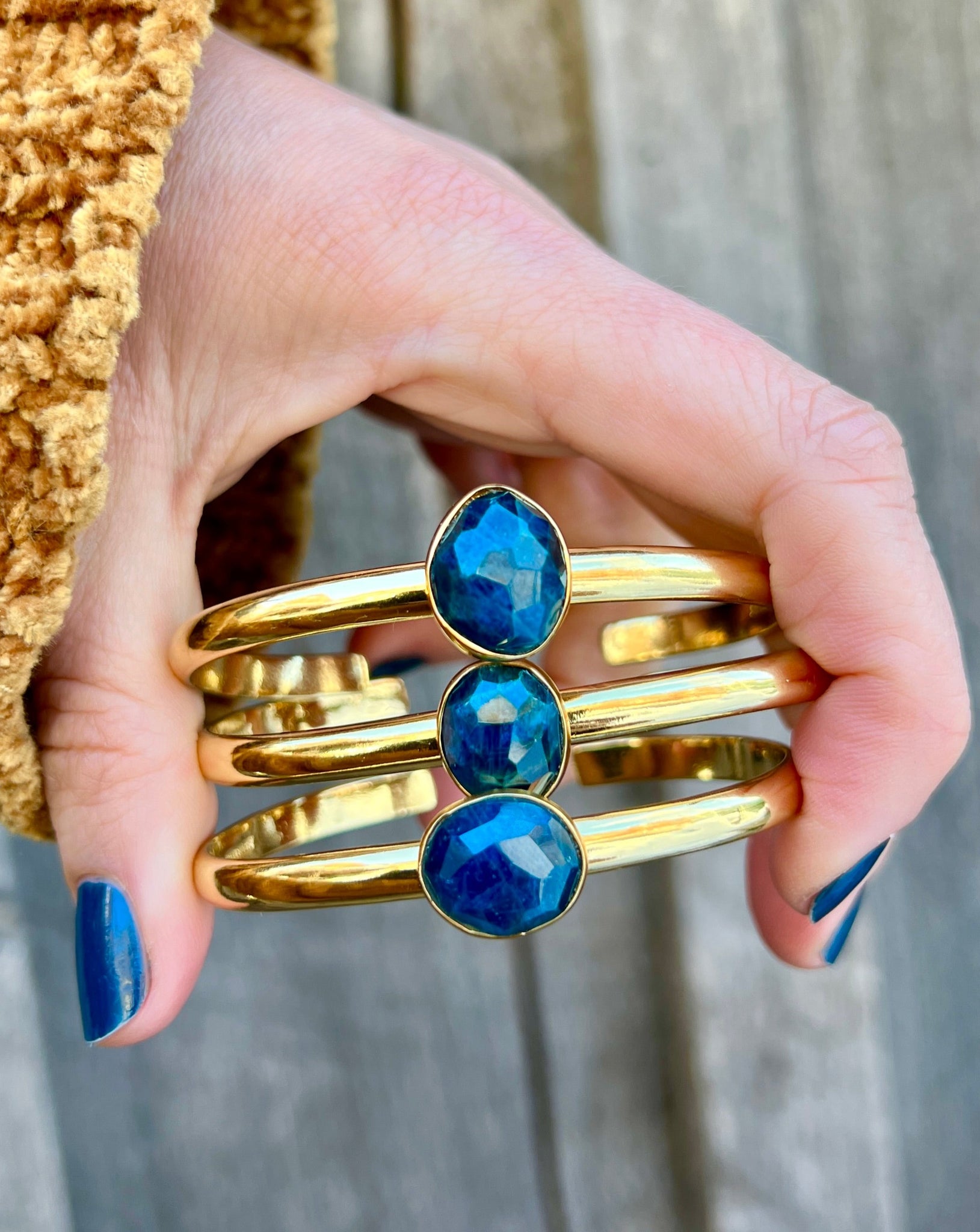 Deep Blue Kyanite & Gold Alchemia Cuff Bracelet W50