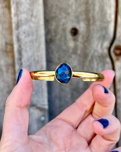 Deep Blue Kyanite & Gold Alchemia Cuff Bracelet
