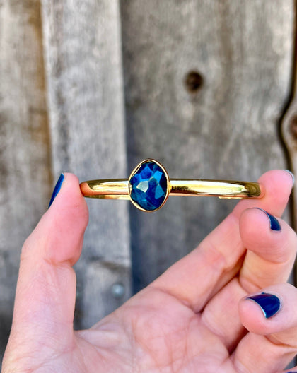 Deep Blue Kyanite & Gold Alchemia Cuff Bracelet