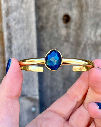 Deep Blue Kyanite & Gold Alchemia Cuff Bracelet