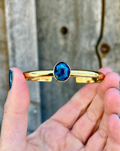 Deep Blue Kyanite & Gold Alchemia Cuff Bracelet