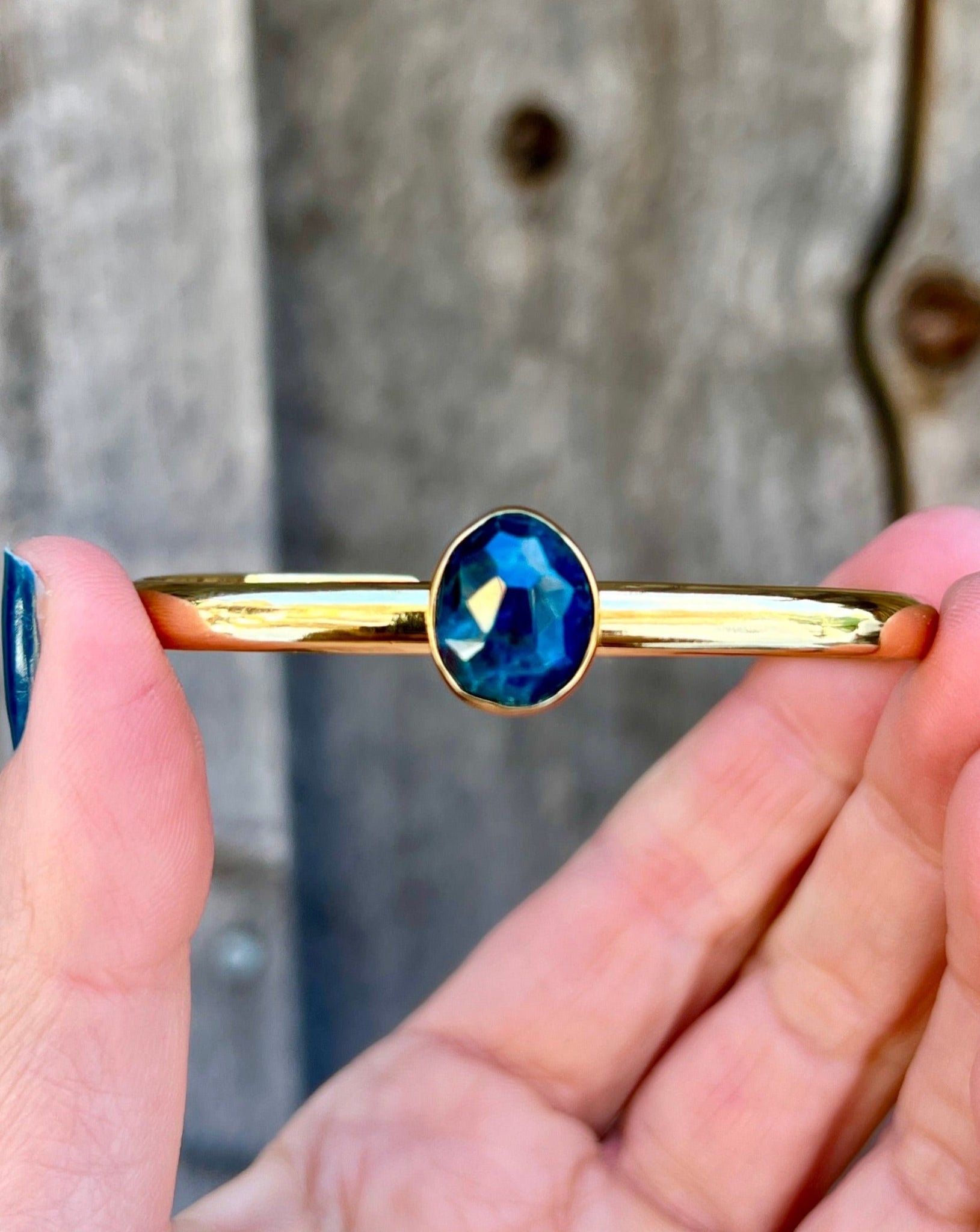 Deep Blue Kyanite & Gold Alchemia Cuff Bracelet W51