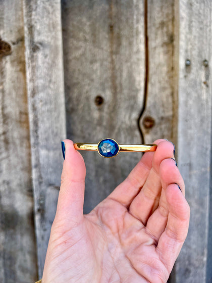 Deep Blue Kyanite & Gold Alchemia Cuff Bracelet
