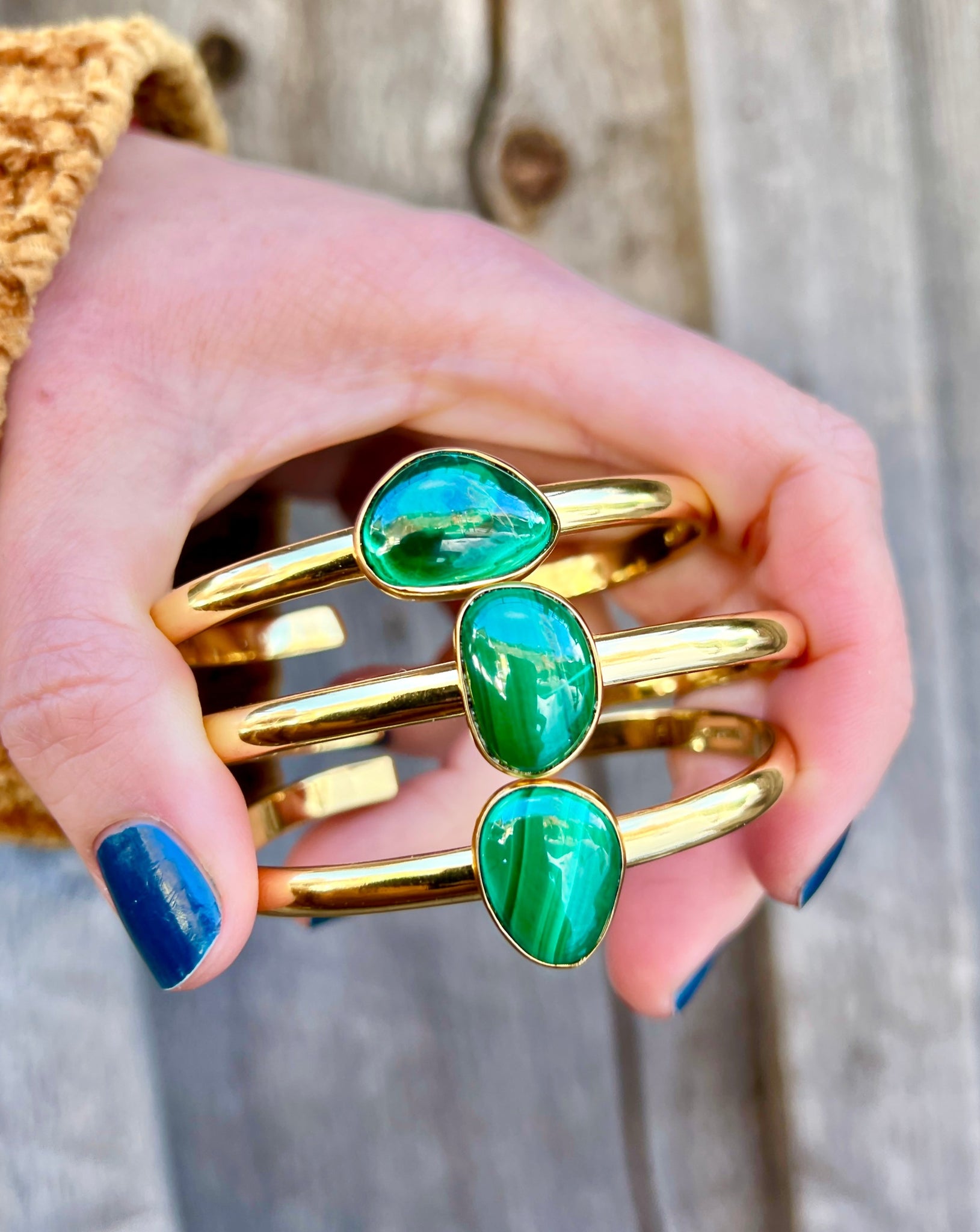 Malachite & Gold Alchemia Cuff Bracelet W54