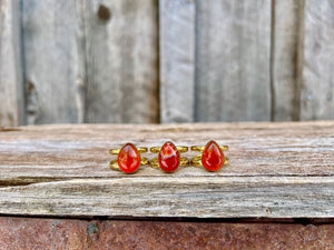 Carnelian & Gold Alchemia Double Band Adjustable Ring W43