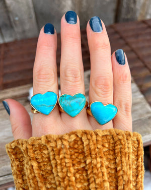 Campitos Turquoise Heart Ring Gold Alchemia Adjustable H2