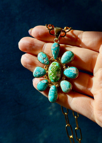 Rainbow Connection White Water Turquoise Flower Necklace