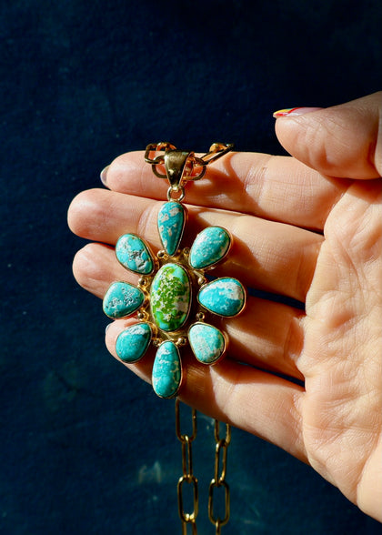 Rainbow Connection White Water Turquoise Flower Necklace