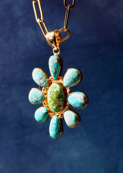 Rainbow Connection White Water Turquoise Flower Necklace