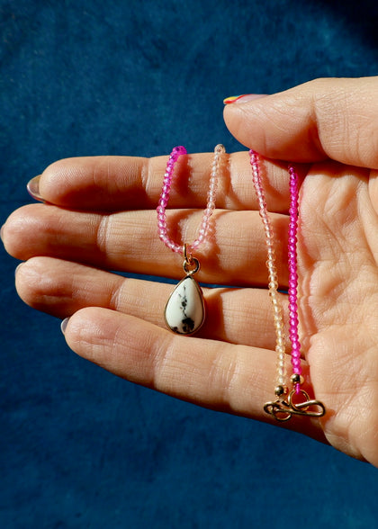 Hot Pink Dainty White Buffalo Choker Necklace