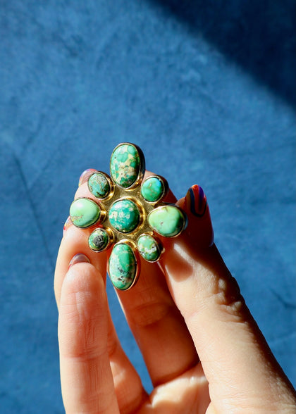 Sonoran Gold Turquoise Flower Ring in Gold Alchemia