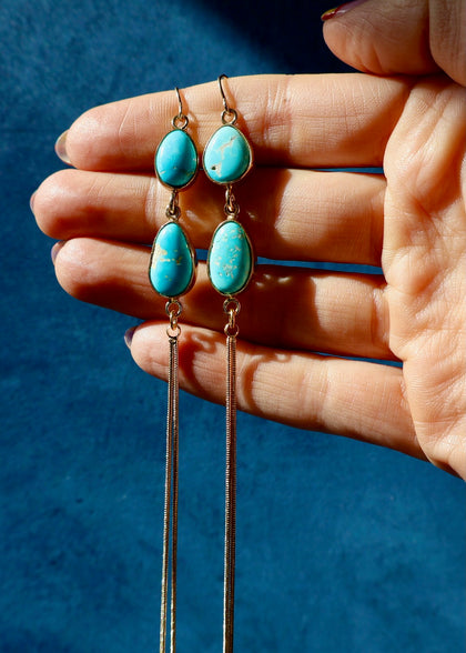 Turquoise & Sparkling Snake Chain Earrings