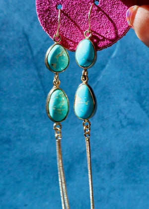 Turquoise & Sparkling Snake Chain Earrings  RC33