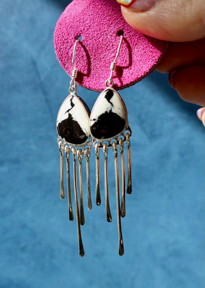 White Buffalo Fringe Earrings Sterling Silver RC37