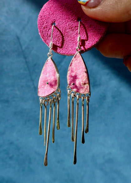 Cobalto Calcite Fringe Earrings Sterling Silver